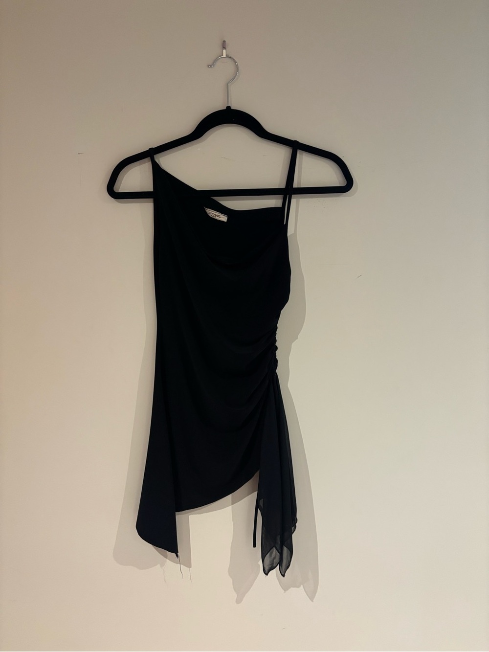 Asymmetrical One-Shoulder Black Cami